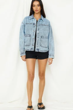 Jackets>Hello Molly Sweet Victory Denim Jacket Blue