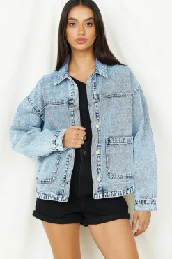 Jackets>Hello Molly Sweet Victory Denim Jacket Blue