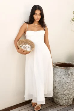 Vacation Dresses|Brunch Dresses>Hello Molly Take Her Dancing Maxi Dress White