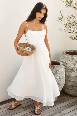 Vacation Dresses|Brunch Dresses>Hello Molly Take Her Dancing Maxi Dress White