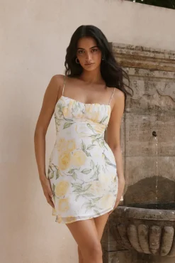 Vacation Dresses|Brunch Dresses>Hello Molly Talia Floral Mini Dress Yellow
