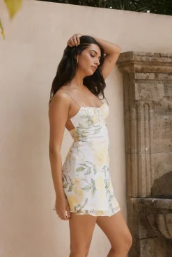 Vacation Dresses|Brunch Dresses>Hello Molly Talia Floral Mini Dress Yellow