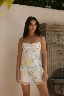Vacation Dresses|Brunch Dresses>Hello Molly Talia Floral Mini Dress Yellow