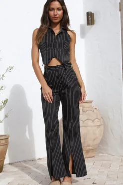 Pants>Hello Molly Talking Business Pants Black Stripe