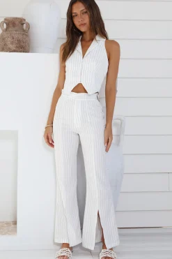 Pants>Hello Molly Talking Business Pants White Stripe