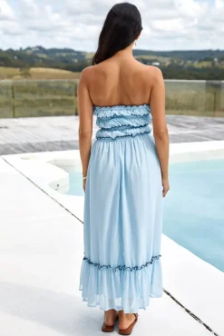 Cocktail Dresses|Brunch Dresses>Hello Molly Talulah Strapless Maxi Dress Blue