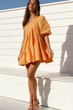 Vacation Dresses|Spring Break Dresses>Hello Molly Tangerine Skies Mini Dress Orange