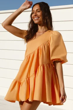 Vacation Dresses|Spring Break Dresses>Hello Molly Tangerine Skies Mini Dress Orange