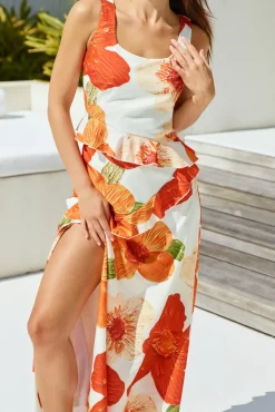 Vacation Dresses|Spring Break Dresses>Hello Molly Tangerine Trees Maxi Dress Orange