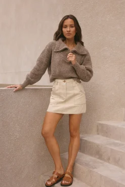 Skirts>Hello Molly Taxi Please Mini Skirt Beige