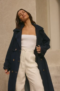 Coats>Hello Molly Taylah Trench Coat Denim