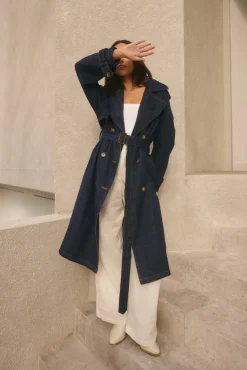 Coats>Hello Molly Taylah Trench Coat Denim