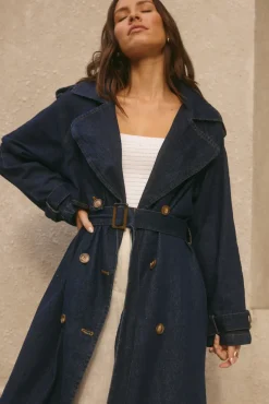 Coats>Hello Molly Taylah Trench Coat Denim