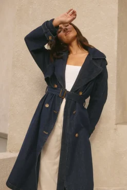 Coats>Hello Molly Taylah Trench Coat Denim