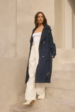 Coats>Hello Molly Taylah Trench Coat Denim