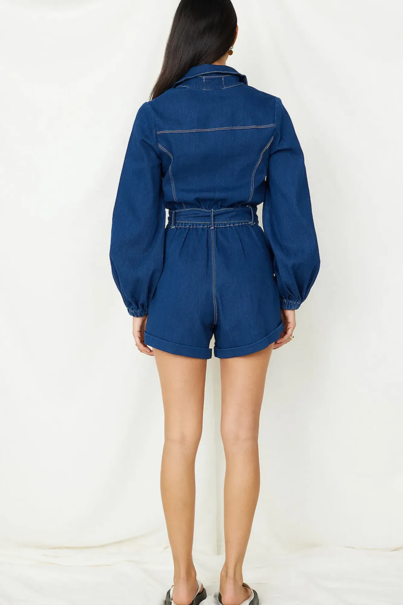 Rompers>Hello Molly Tell It All Romper Denim