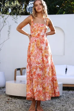 Wedding Guest Dresses|Bump Friendly>Hello Molly Tell Me Everything Maxi Dress Orange