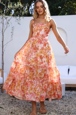 Wedding Guest Dresses|Bump Friendly>Hello Molly Tell Me Everything Maxi Dress Orange