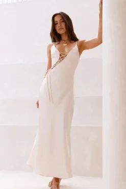 Formal Dresses|Summer Dresses>Hello Molly Teresa Satin Maxi Dress Champagne