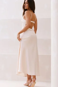 Formal Dresses|Summer Dresses>Hello Molly Teresa Satin Maxi Dress Champagne
