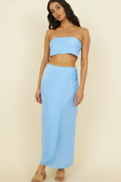 Strapless|Cropped>Hello Molly The Right Place Crop Top Blue