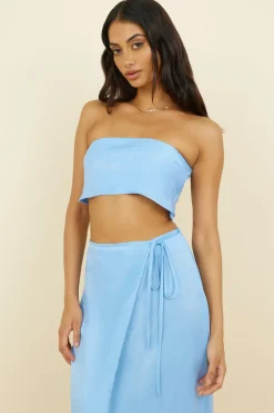 Strapless|Cropped>Hello Molly The Right Place Crop Top Blue