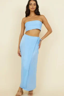 Strapless|Cropped>Hello Molly The Right Place Crop Top Blue