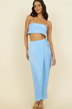 Strapless|Cropped>Hello Molly The Right Place Crop Top Blue