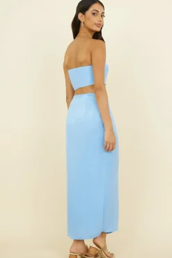 Strapless|Cropped>Hello Molly The Right Place Crop Top Blue