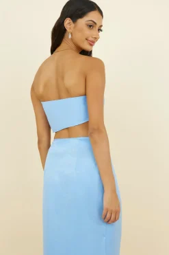 Strapless|Cropped>Hello Molly The Right Place Crop Top Blue