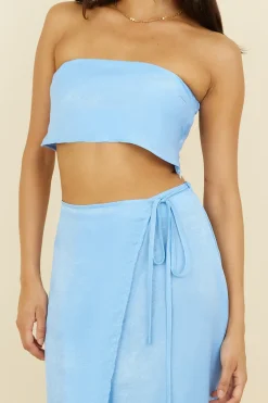 Strapless|Cropped>Hello Molly The Right Place Crop Top Blue