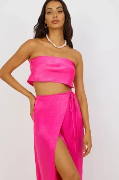 Strapless|Cropped>Hello Molly The Right Place Crop Top Pink