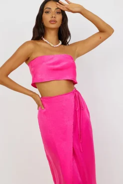 Strapless|Cropped>Hello Molly The Right Place Crop Top Pink