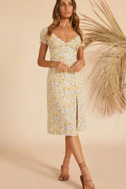 Spring Break Dresses|Summer Dresses>Hello Molly Thinking Of The Past Midi Dress Yellow