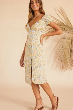Spring Break Dresses|Summer Dresses>Hello Molly Thinking Of The Past Midi Dress Yellow
