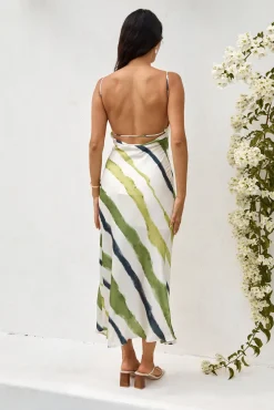 Cocktail Dresses|Brunch Dresses>Hello Molly Thinking Of You Satin Maxi Dress Green