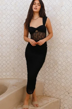 Cocktail Dresses|Date Night Dresses>Hello Molly Think Of Me Mesh Maxi Dress Black