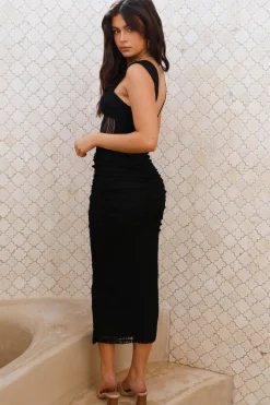 Cocktail Dresses|Date Night Dresses>Hello Molly Think Of Me Mesh Maxi Dress Black