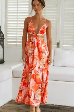 Vacation Dresses|Spring Break Dresses>Hello Molly Through The Gardens Maxi Dress Red