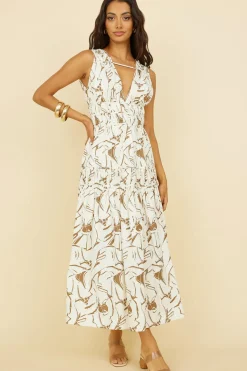 Vacation Dresses|Brunch Dresses>Hello Molly Through the Trees Maxi Dress White
