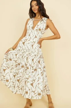 Vacation Dresses|Brunch Dresses>Hello Molly Through the Trees Maxi Dress White