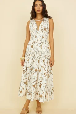 Vacation Dresses|Brunch Dresses>Hello Molly Through the Trees Maxi Dress White