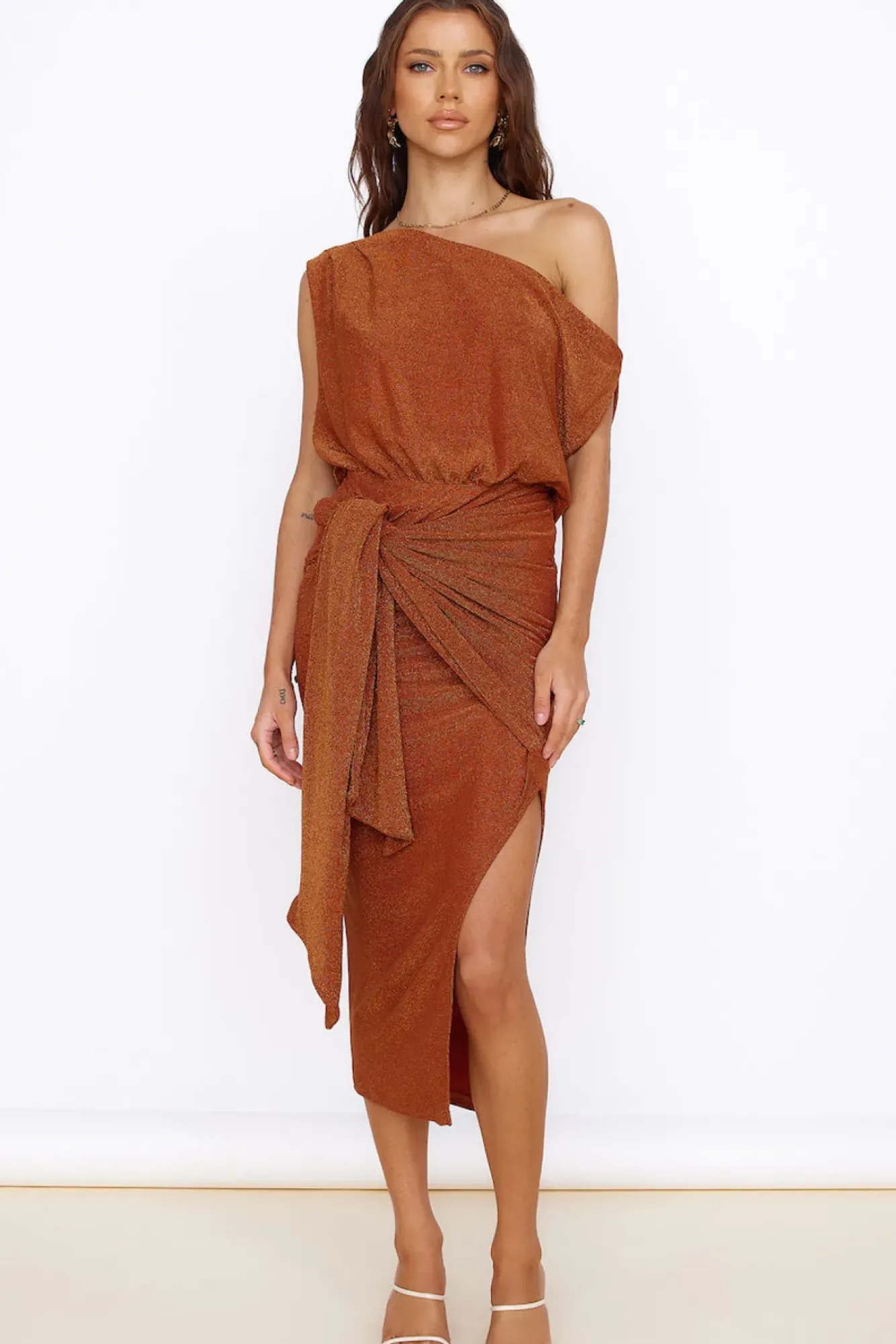 Cocktail Dresses|Summer Dresses>Hello Molly Thunderstorm Midi Dress Brown