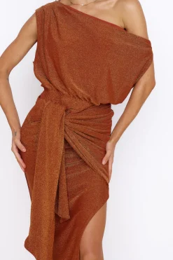 Cocktail Dresses|Summer Dresses>Hello Molly Thunderstorm Midi Dress Brown