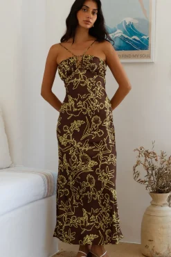 Date Night Dresses|Casual Dresses>Hello Molly Timeless Connections Midi Dress Brown