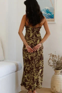 Date Night Dresses|Casual Dresses>Hello Molly Timeless Connections Midi Dress Brown