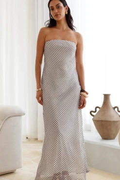 Cocktail Dresses|Vacation Dresses>Hello Molly Timeless Grace Strapless Maxi Dress Brown