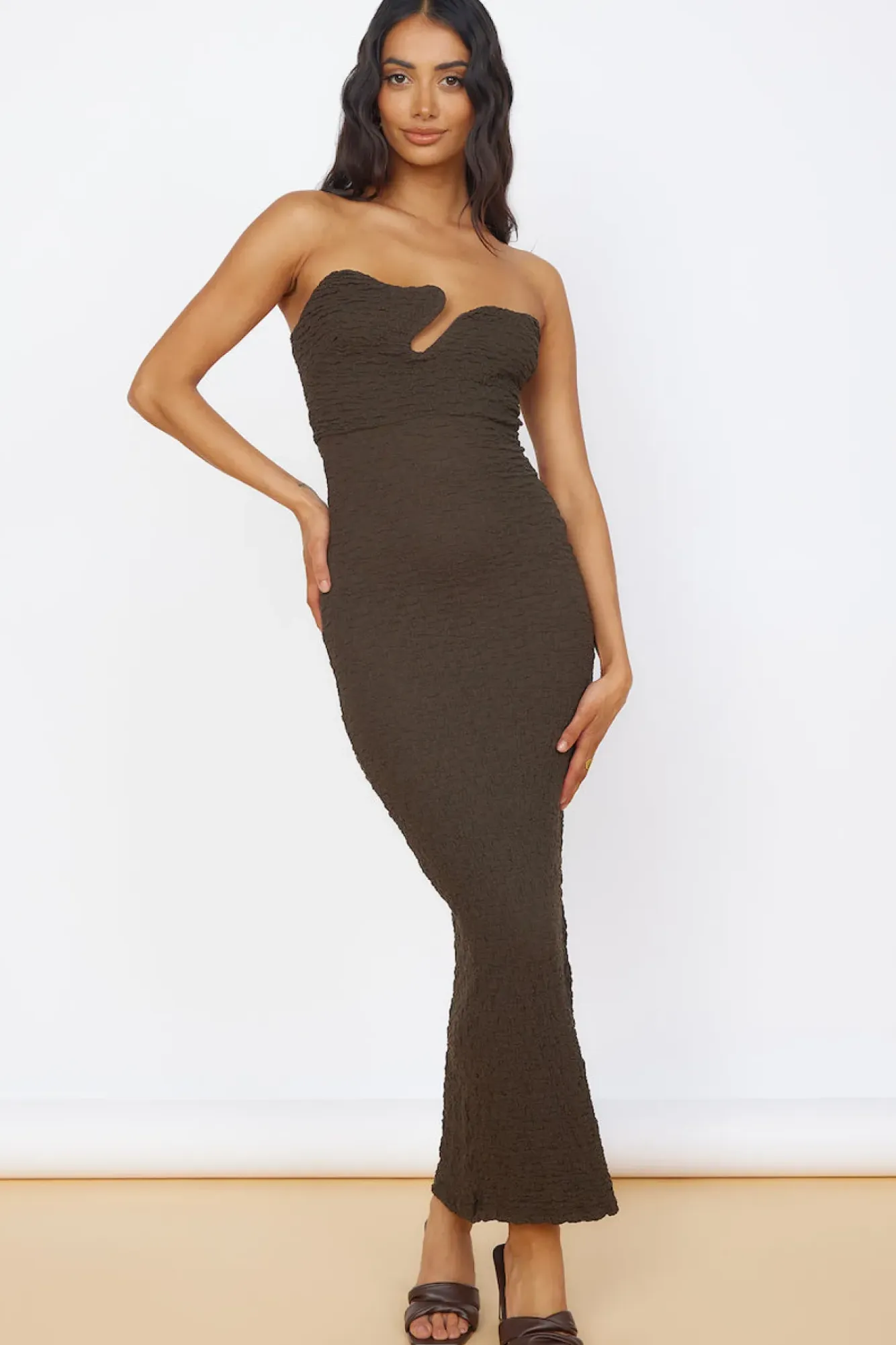 Bridesmaid Dresses|Date Night Dresses>Hello Molly Timeless Treasures Maxi Dress Brown