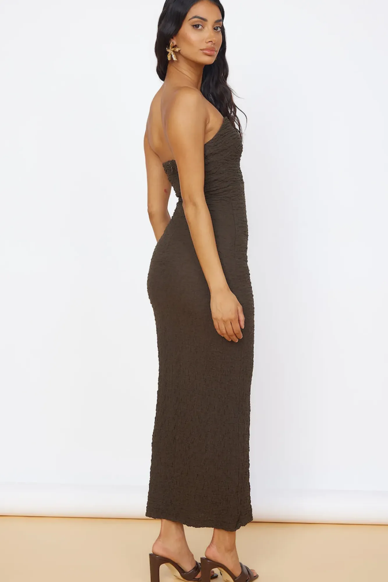 Bridesmaid Dresses|Date Night Dresses>Hello Molly Timeless Treasures Maxi Dress Brown