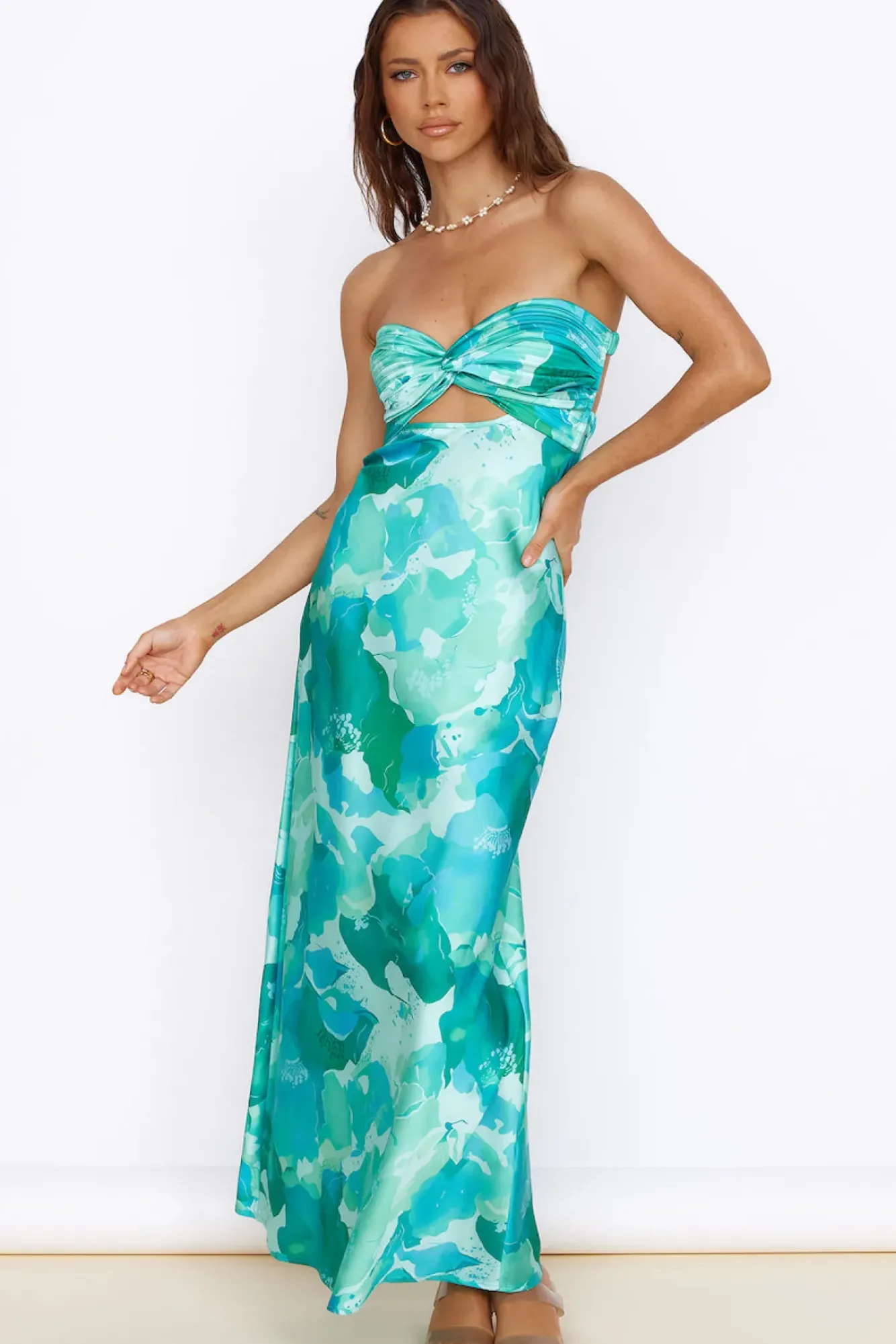 Cocktail Dresses|Floral Dresses>Hello Molly Time Stops Maxi Dress Green